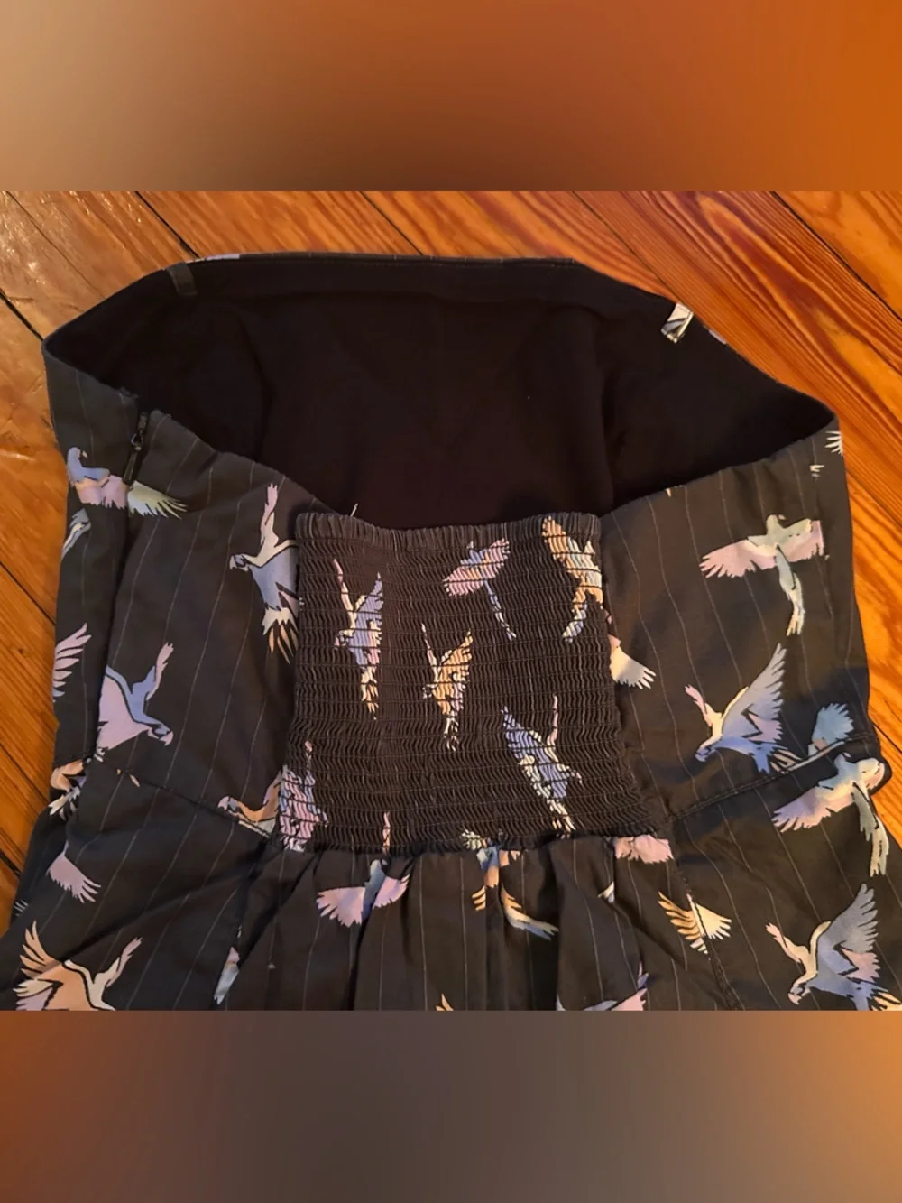 Free People Dress Mini Size 0 Strapless Crane Print Boho Festival Streetwear - Picture 4 of 16